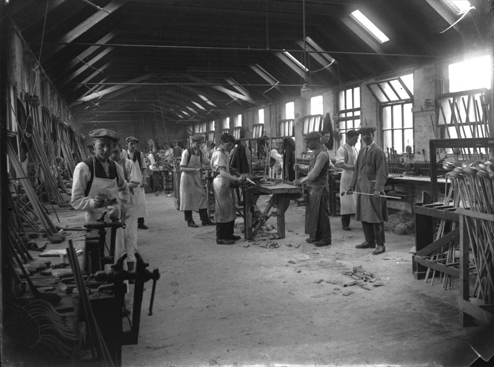 Forgan of St. Andrews golf club manufacturers, c. 1880s. Forgan dried wood in large black sheds (located along the 17th hole of the Old Course at St. Andrews) creating a formidable obstacle on the famous “Road Hole.”