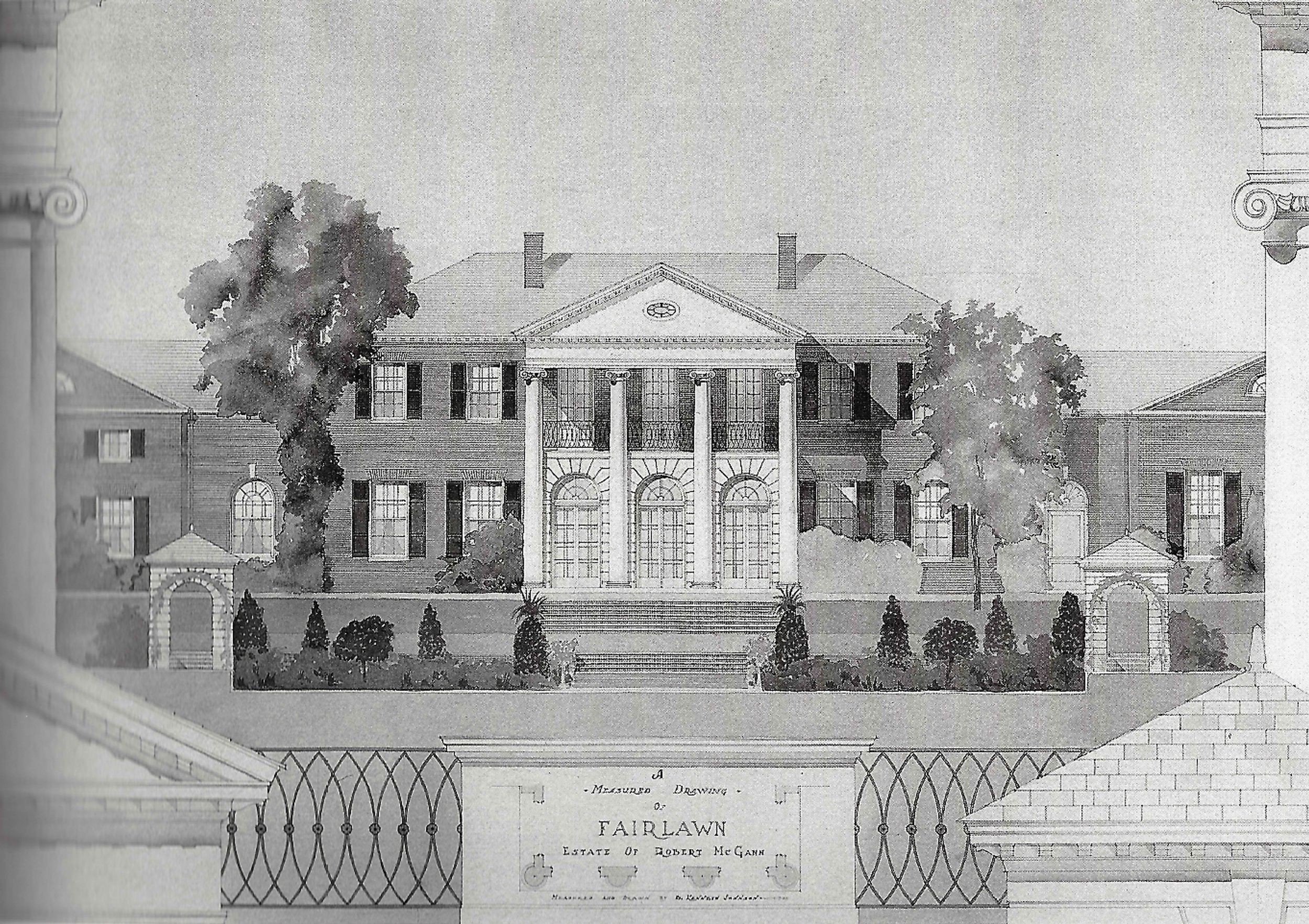 Drawing by D. Kenneth Johnson, student of Foundation for Architecture and Landscape Architecture, 1928.