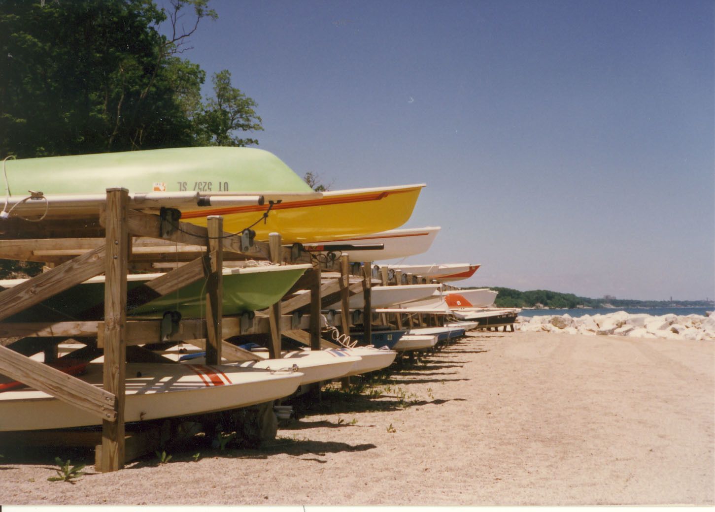 Boats in storage at Forest Park Beach, c. 1988.
