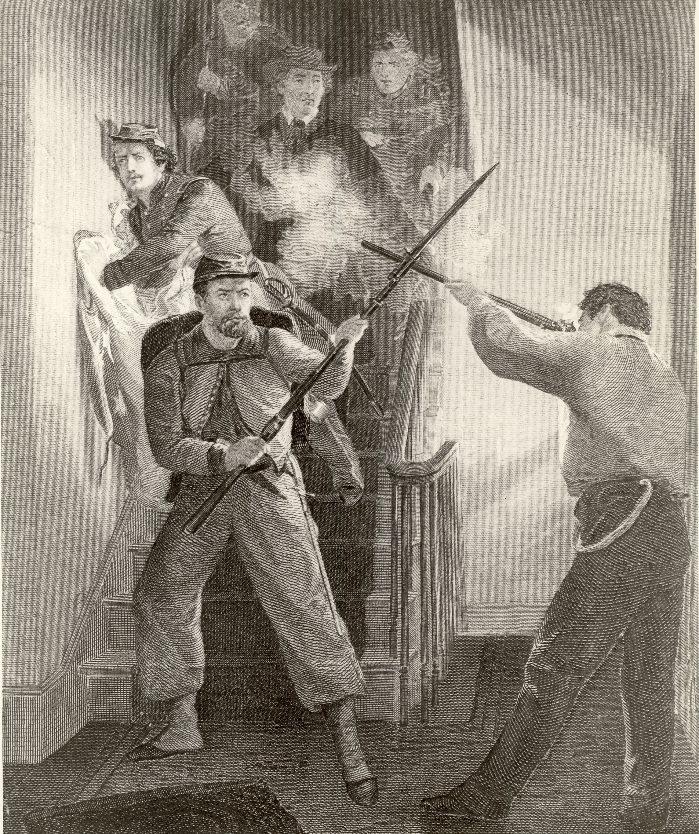 Drawing imagining the circumstances of Ellsworth's death.