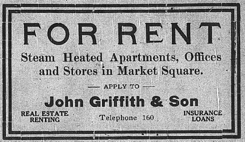 Lake Forester, June 2, 1917. This ad ran several times in the summer of 1917 advertising available space in Market Square’s storefronts.