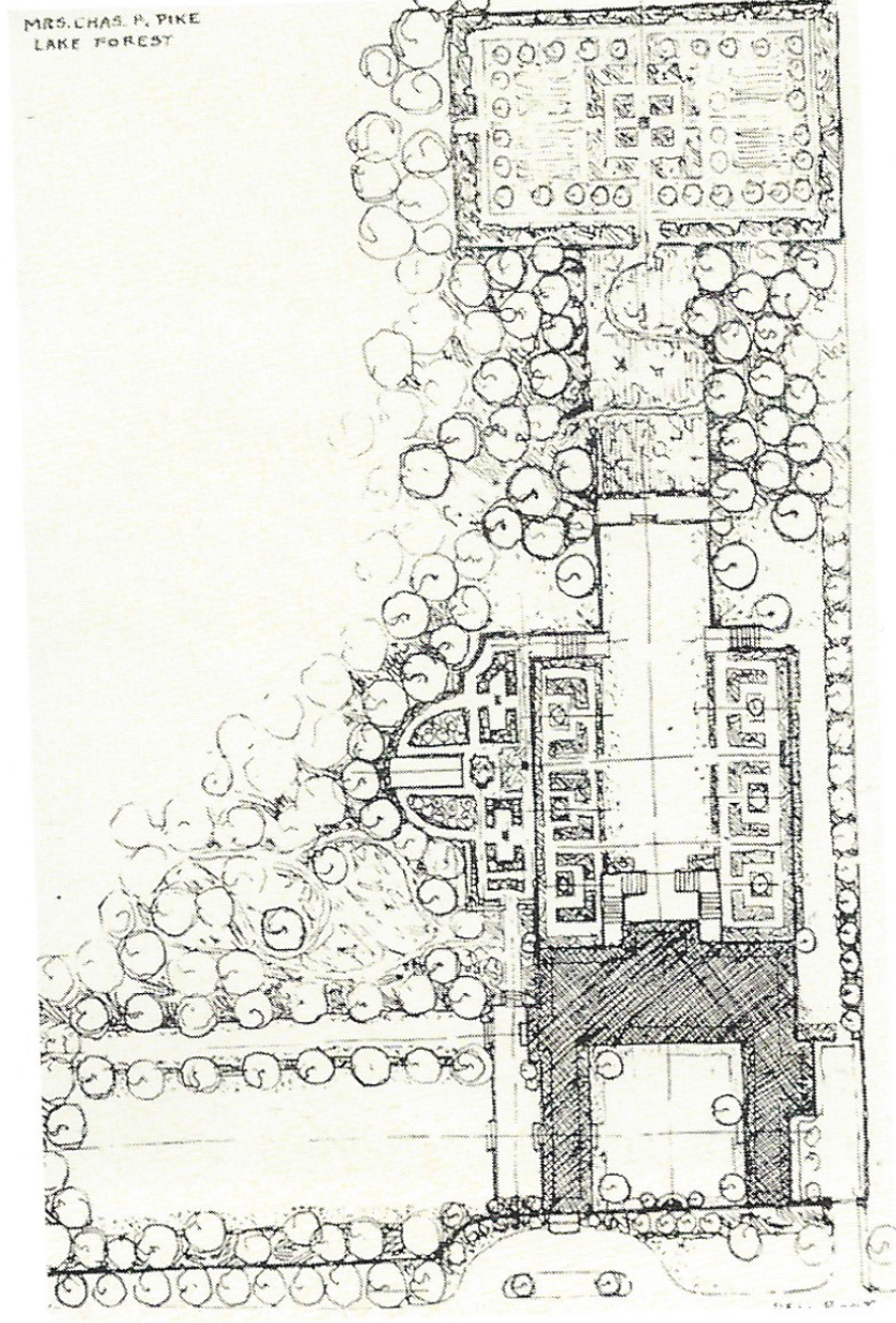 Ralph Rodney Root site plan for Mrs. Charles B. Pike.