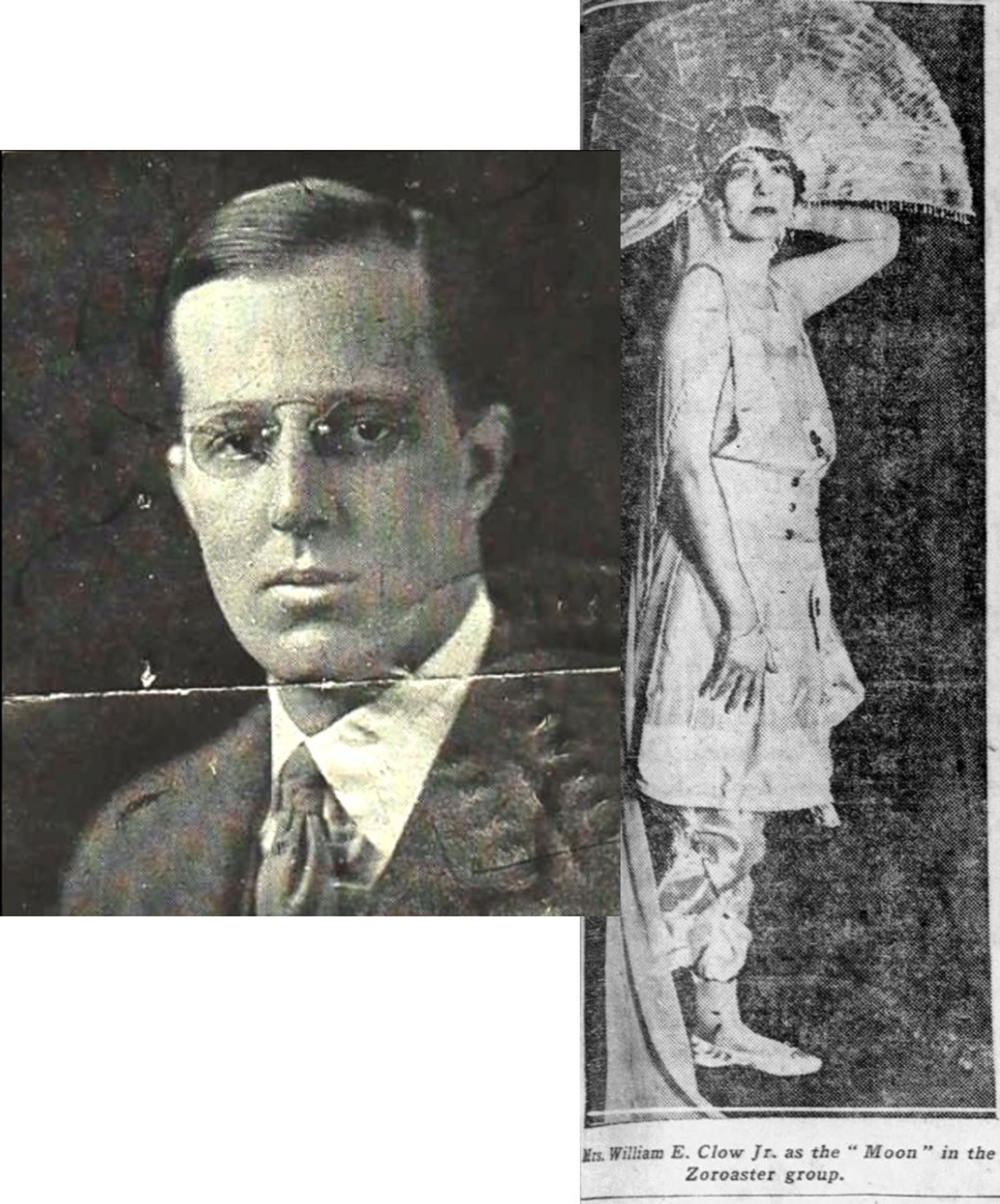 William E. Clow Jr. (1886-1953), c. 1915; Isabelle Mann Clow (1887-1939), photographed at a Chicago fundraiser. Chicago Tribune, December 1920.