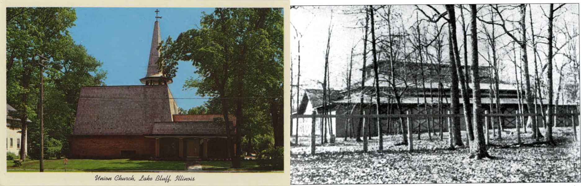 Union Church, left and the Tabernacle, right, which stood on the same site.