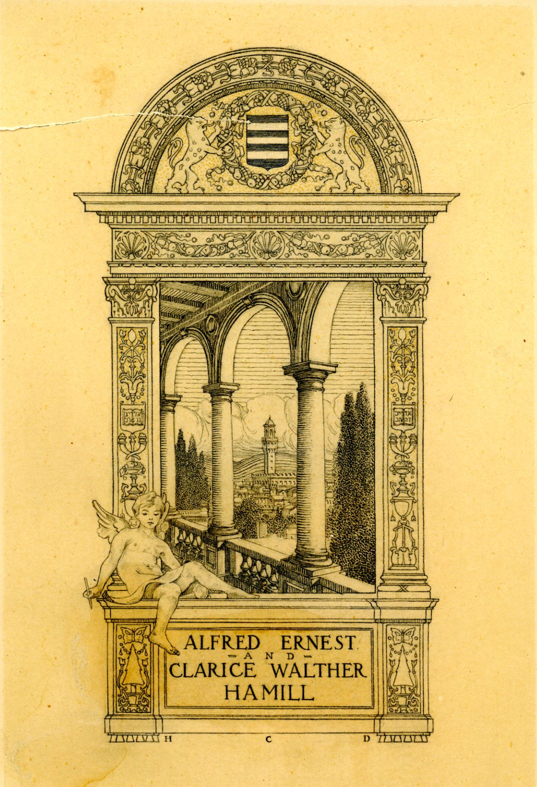 Hamill Library Bookplate. Designed by Thomas Maitland Cleland, artist and book designer (1880-1964). Image Source: Wikitree.