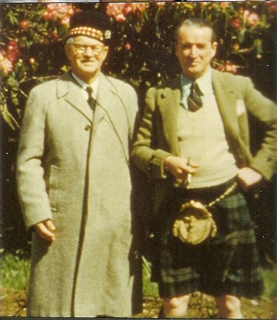 In 1955, Neil Campbell traveled to Scotland to visit family. He is seen here with Ian Douglas Campbell, the 11th Duke of Argyle.