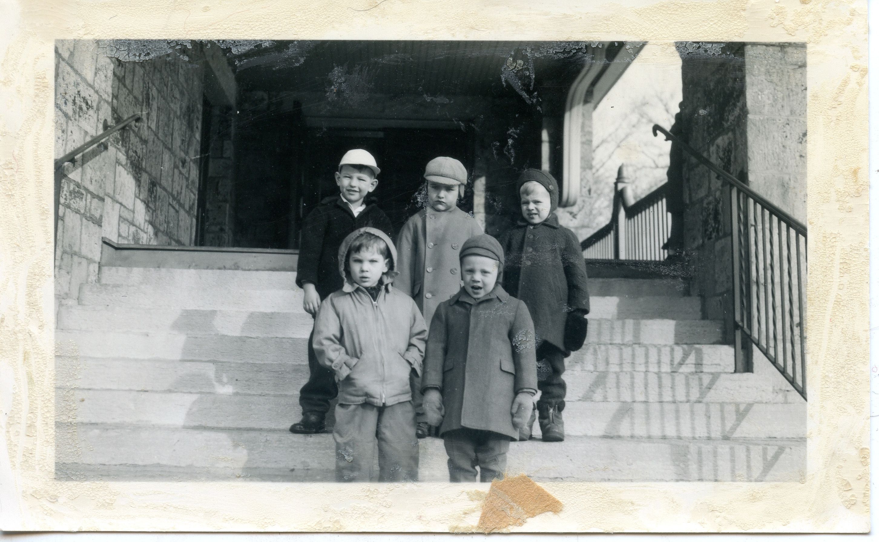 Children on the steps of the church.