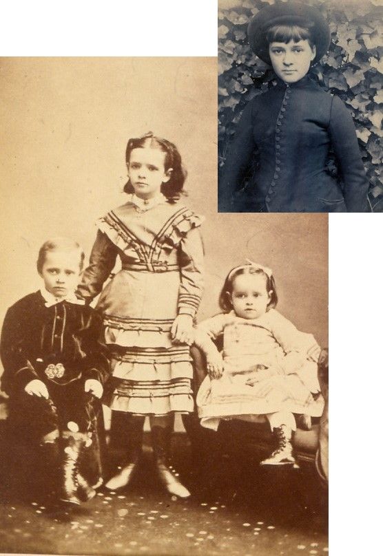 Farwell children. Walter, Anna and Grace Farwell, c. 1869. Above: Rose Farwell, late 1870s.