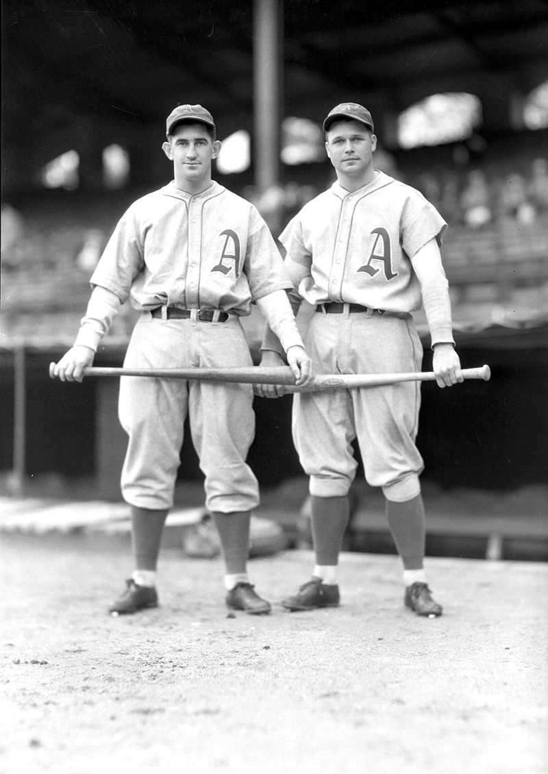 Mickey Cochrane in 1927 with Jimmy Fox.