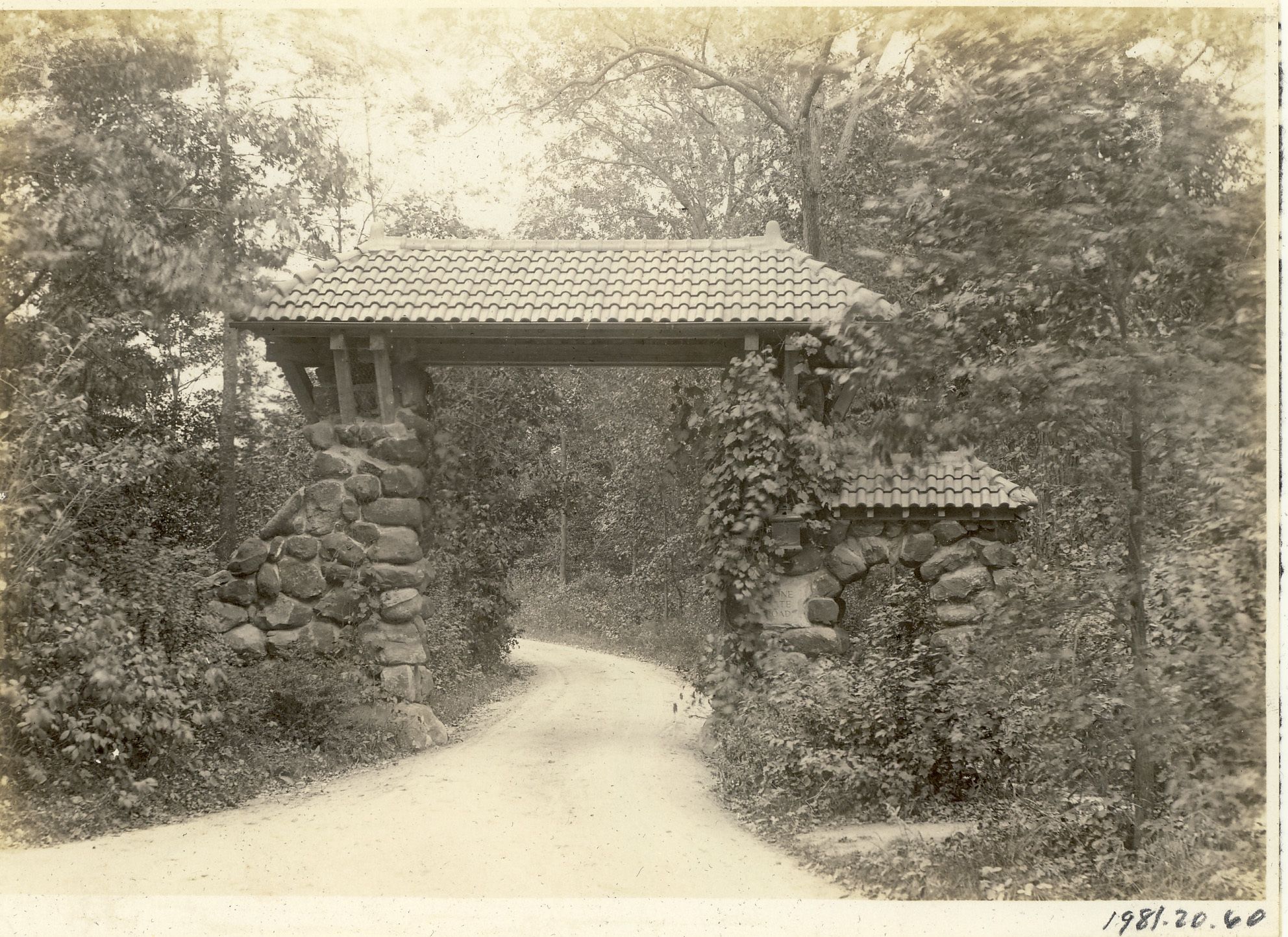 Entrance to Stone Gate Road off Illinois Road, east of Mayflower.