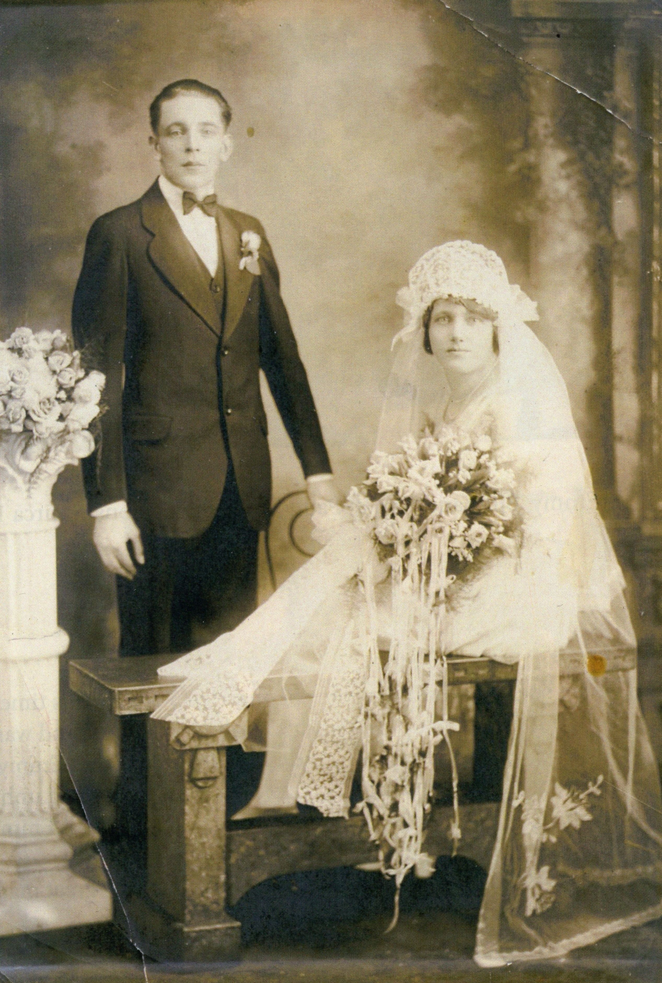 Wedding portrait of Karl and Emmy Knauz, October 27, 1927.