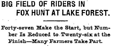 This 1902 Chicago Tribune headline indicates that both estate owners and local farmers participated in this early November hunt, which went through the lands of John Doyle, Miles Conway, M. J. Bolger, Patrick Bradley, and Thomas Redmond.