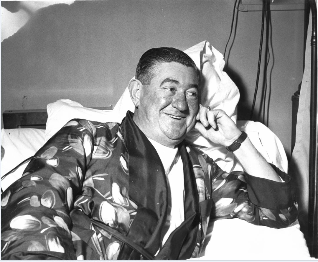 Mickey Cochrane 1958, probably at Lake Forest Hospital.