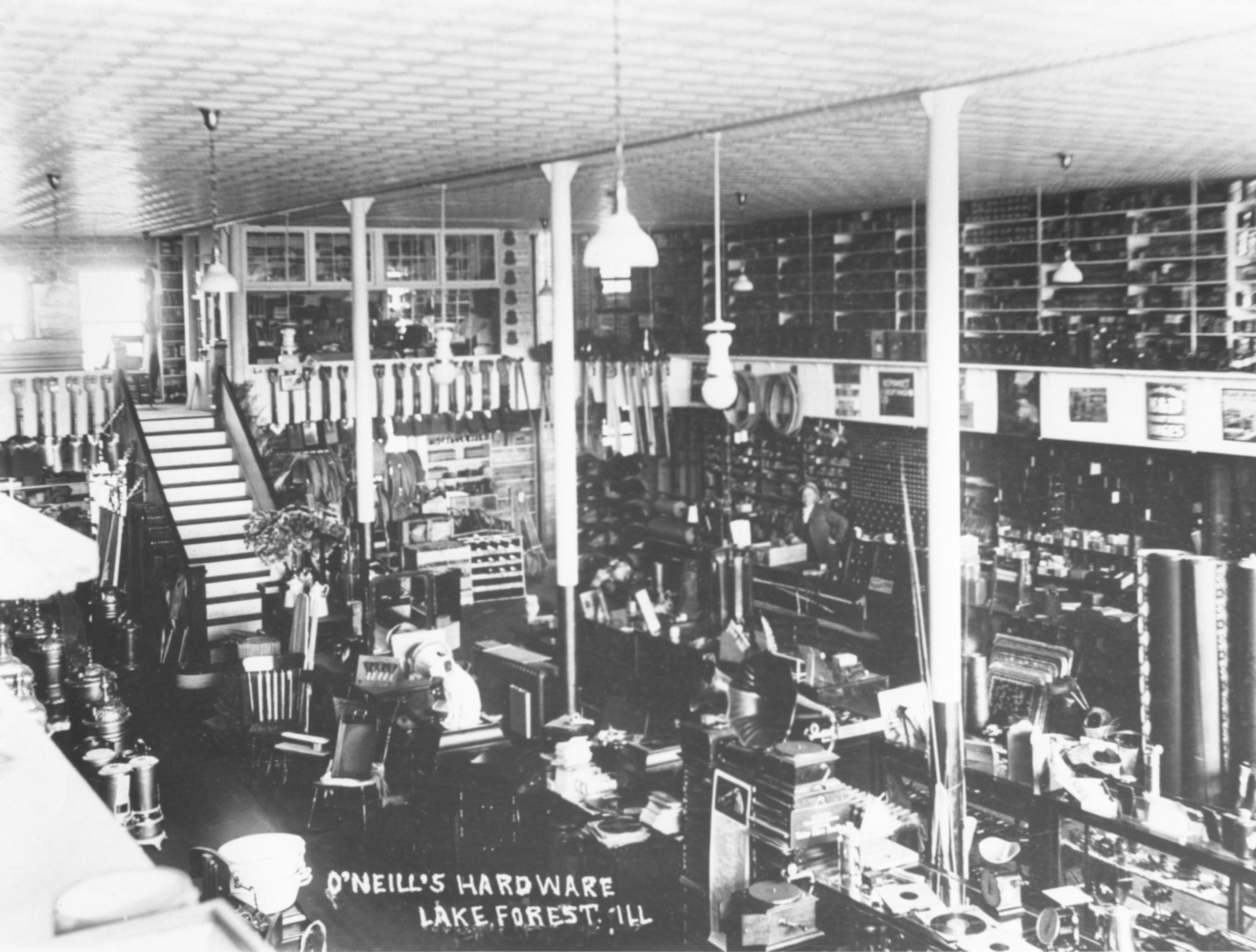 O’Neill’s interior, c. 1910s, shortly after the move from Western Avenue to Westminster. Visible are fast-selling items of the times like kerosene room heaters (left) and Victrolas (center).